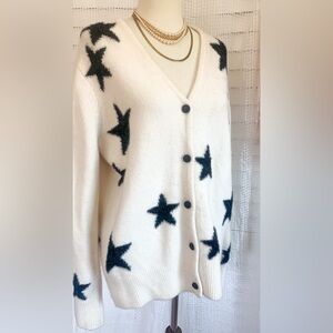 All Saints Black Star and White Cardigan Sweater XS